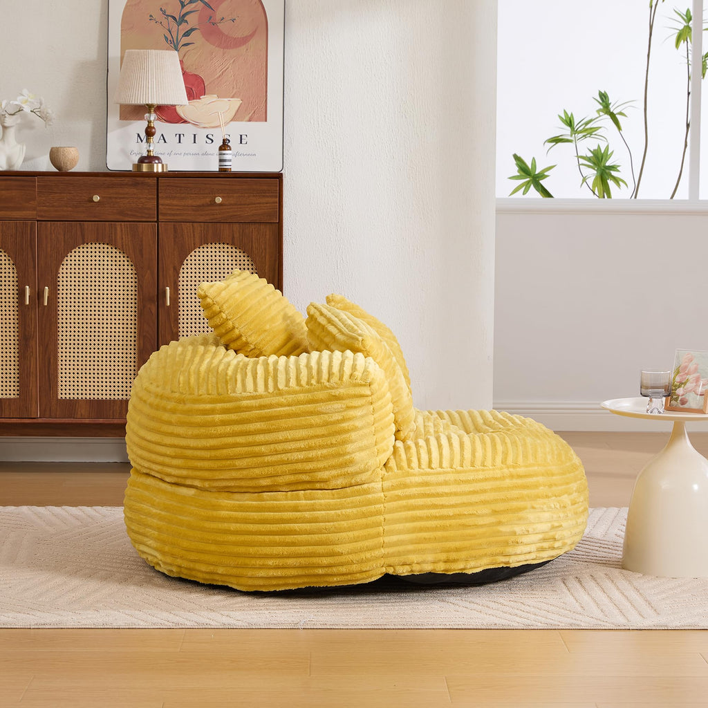43" Mustard Yellow Corduroy Beanbag Sofa with Memory Foam O34960