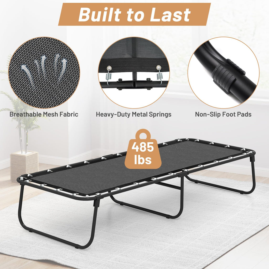 Folding Bed with Mattress Cot Size 75” x 31” Memory Foam Metal Frame L9646
