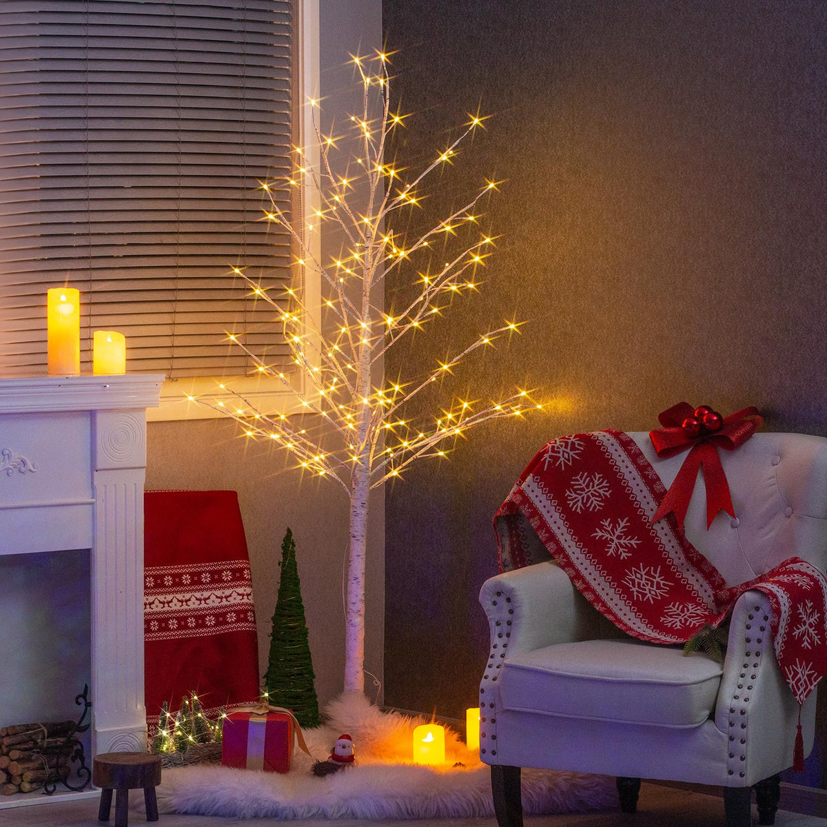 Multicolor Lighted Birch Tree 6FT T5417
