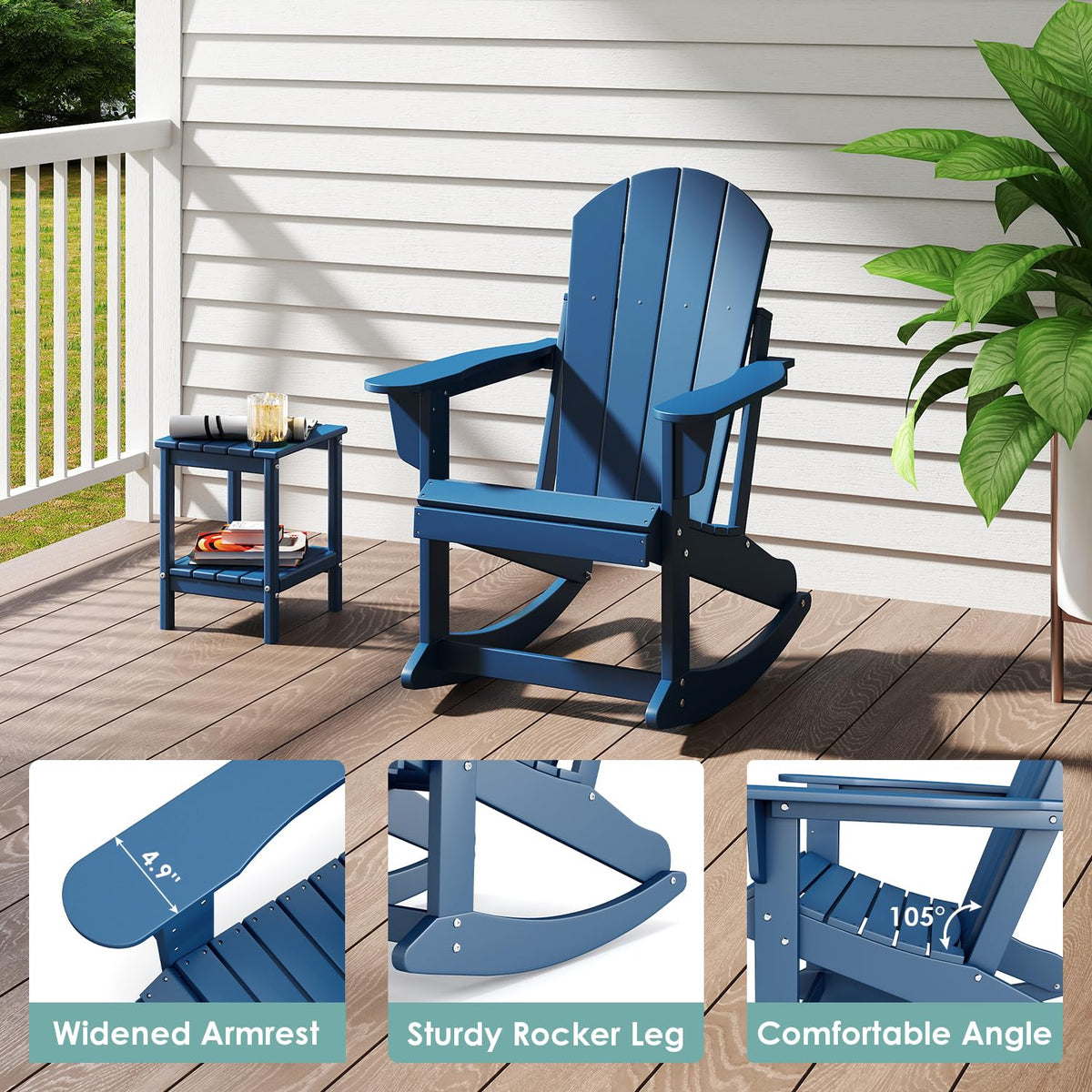 Blue HDPE Plastic Rocking Chairs Set of 2 Y5716