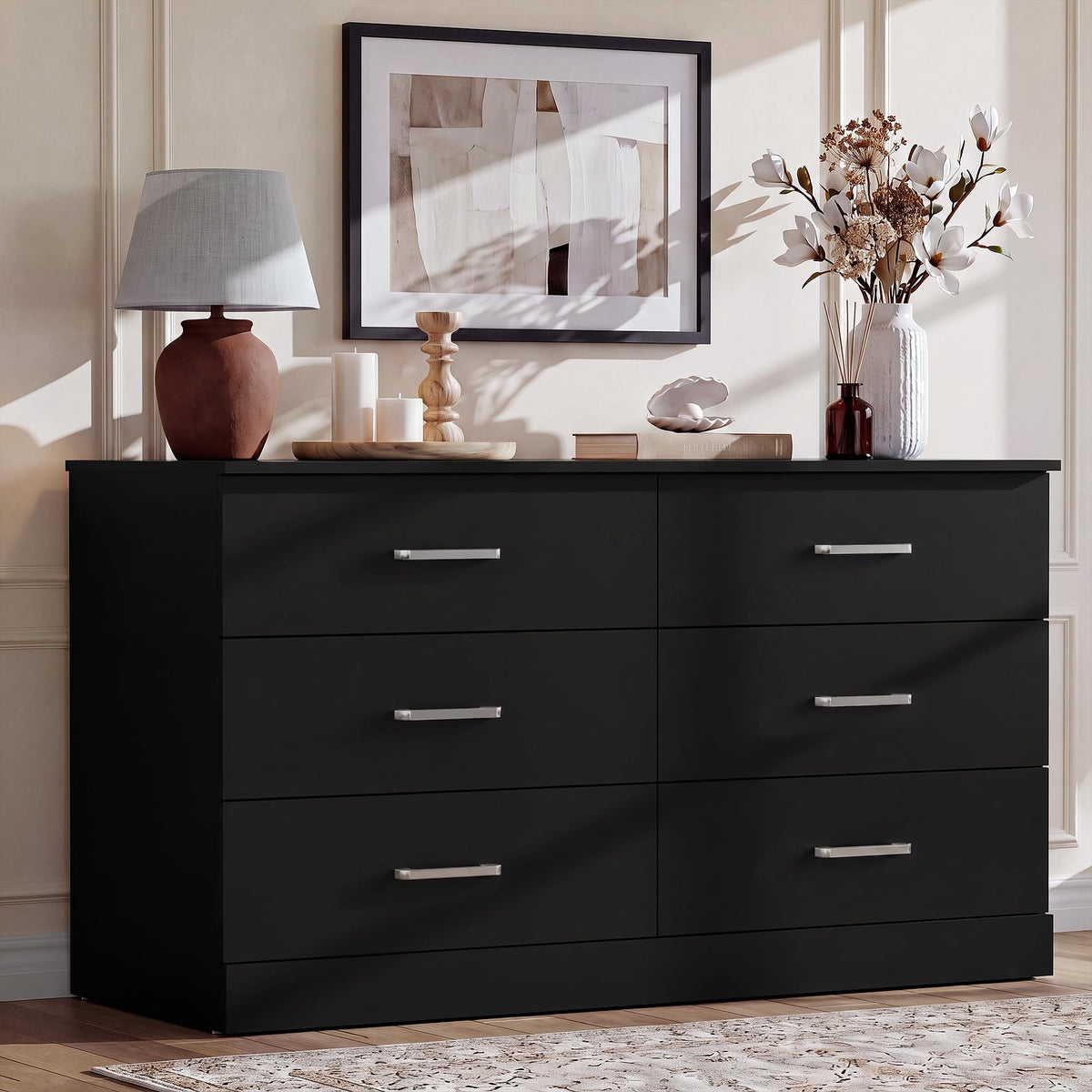 6 Drawer Dark Black Dresser E73483