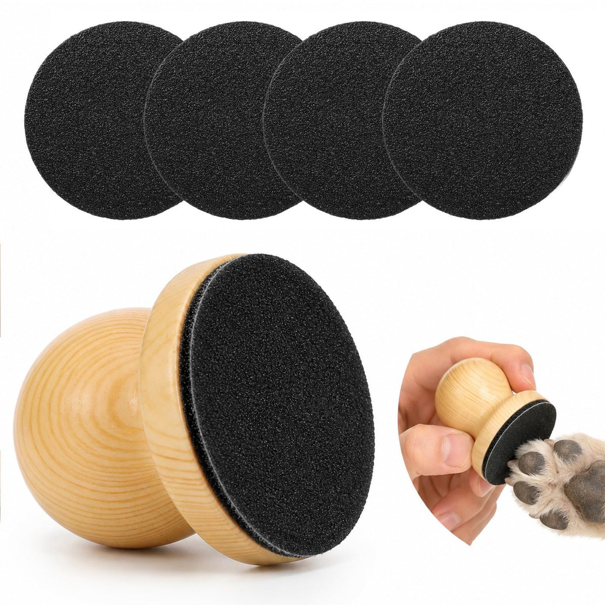 Wooden Dog Nail File Grinder with 4 Sanding Pad F798934