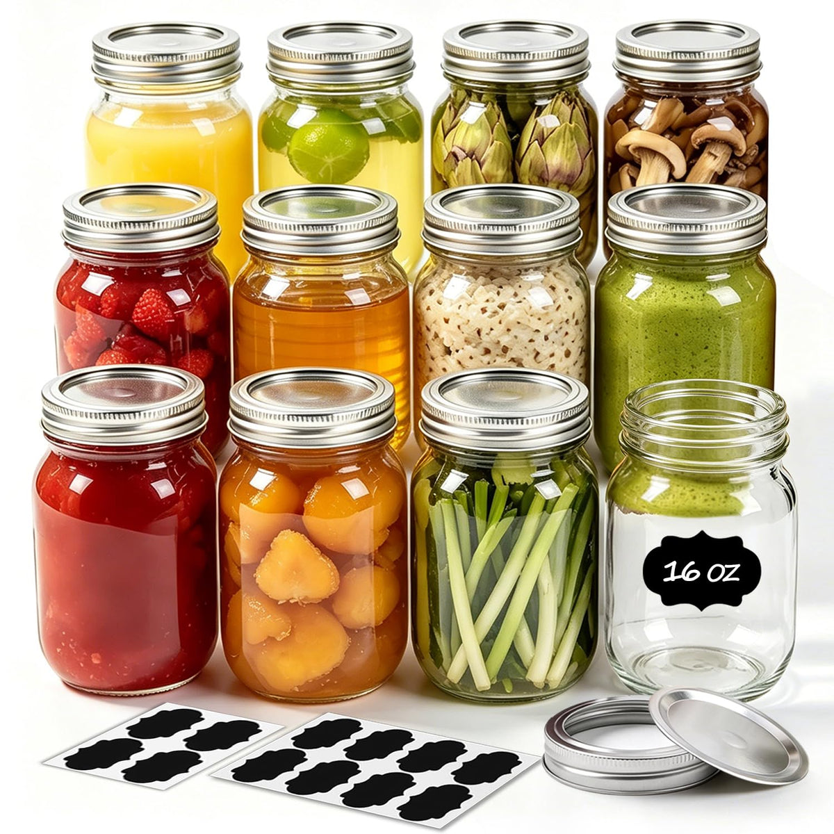 16 oz Regular Mouth Mason Jars 12 Pack F372770