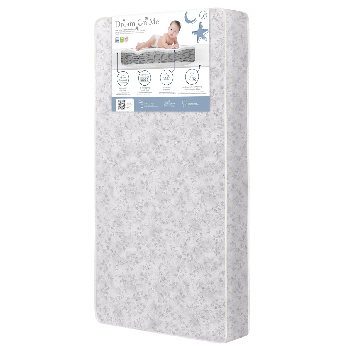 Baby Crib Mattress, Reversible, Waterproof Cover, 52" x 28" x 5" X86047