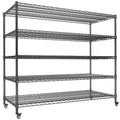 60”W 5 Tier Heavy Duty Metal Wire Shelving with Wheels C932297