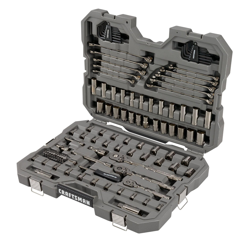 121-Piece Gunmetal Chrome Mechanics Tool Set with Hard Case R742