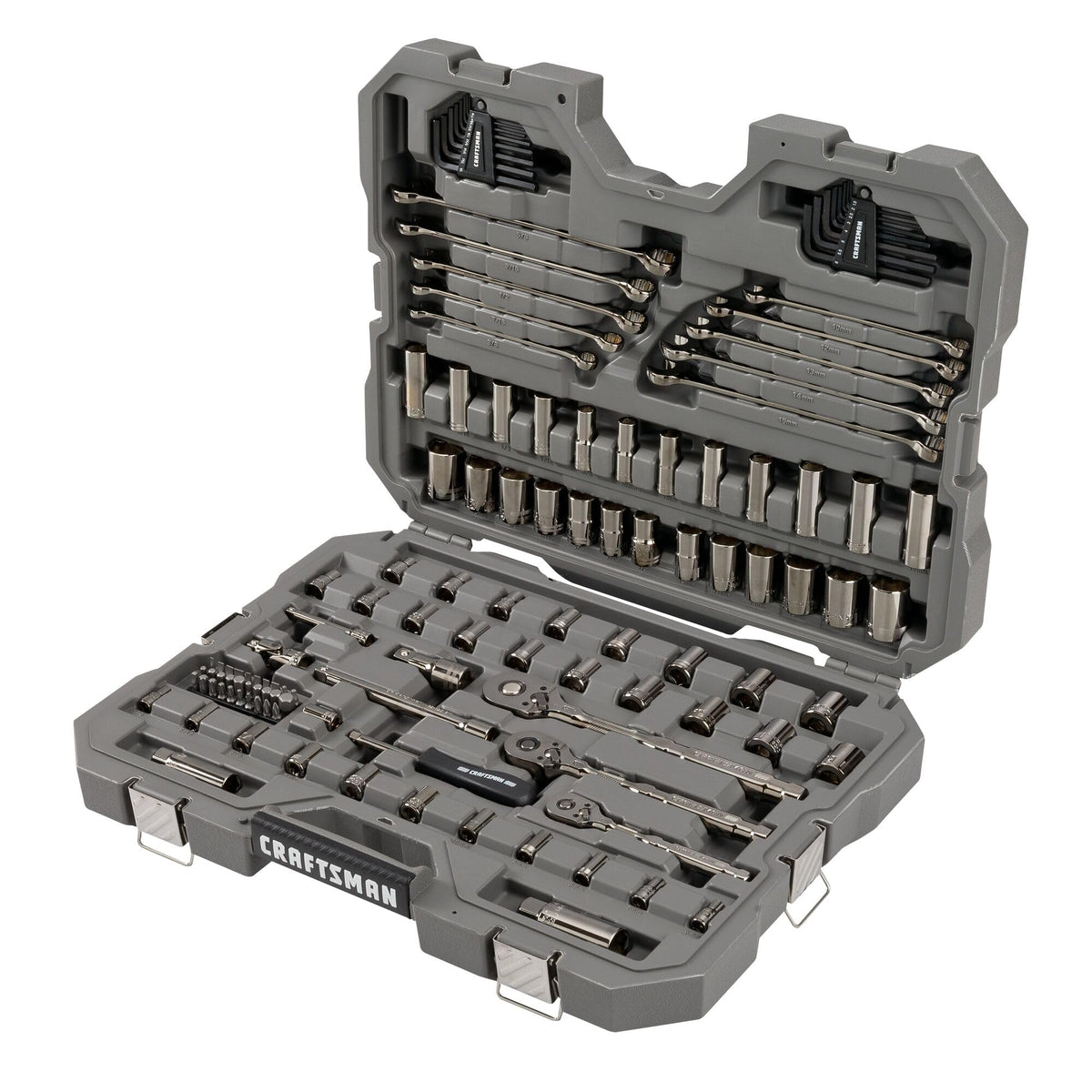 121-Piece Gunmetal Chrome Mechanics Tool Set with Hard Case R742
