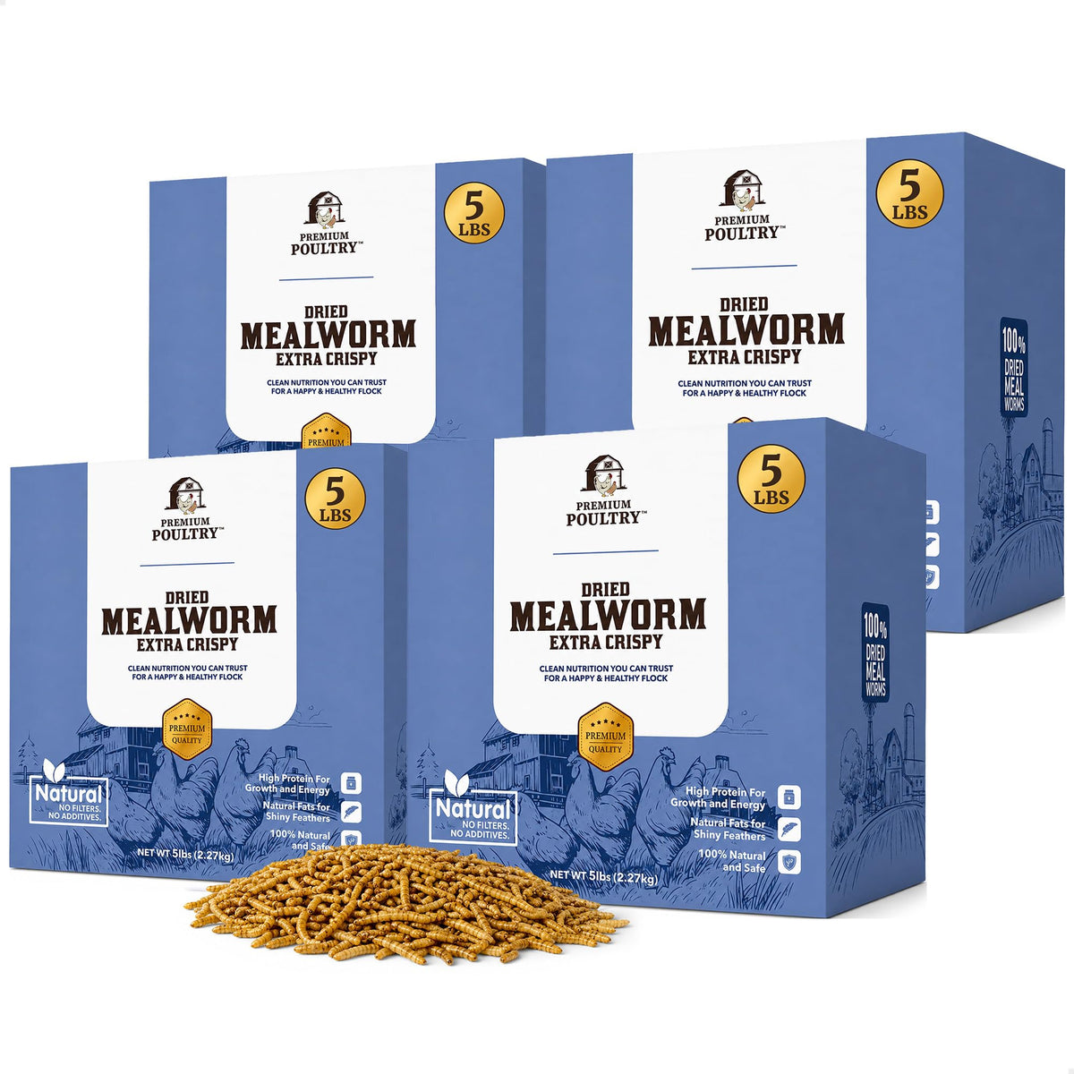 Mealworms for Chickens & Wild Birds, 5lb, 4-Pack Z811