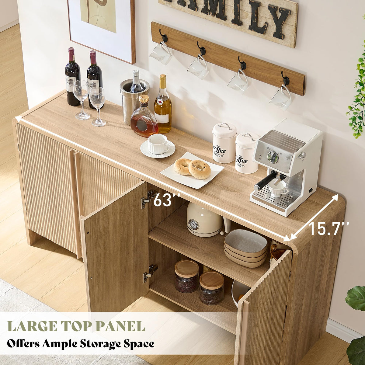 63" Modern Fluted TV Stand with Storage W632