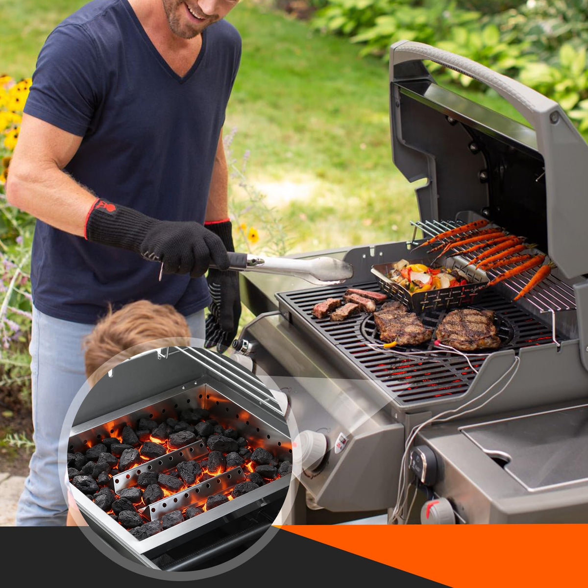 Adjustable Stainless Steel Charcoal Tray P7902