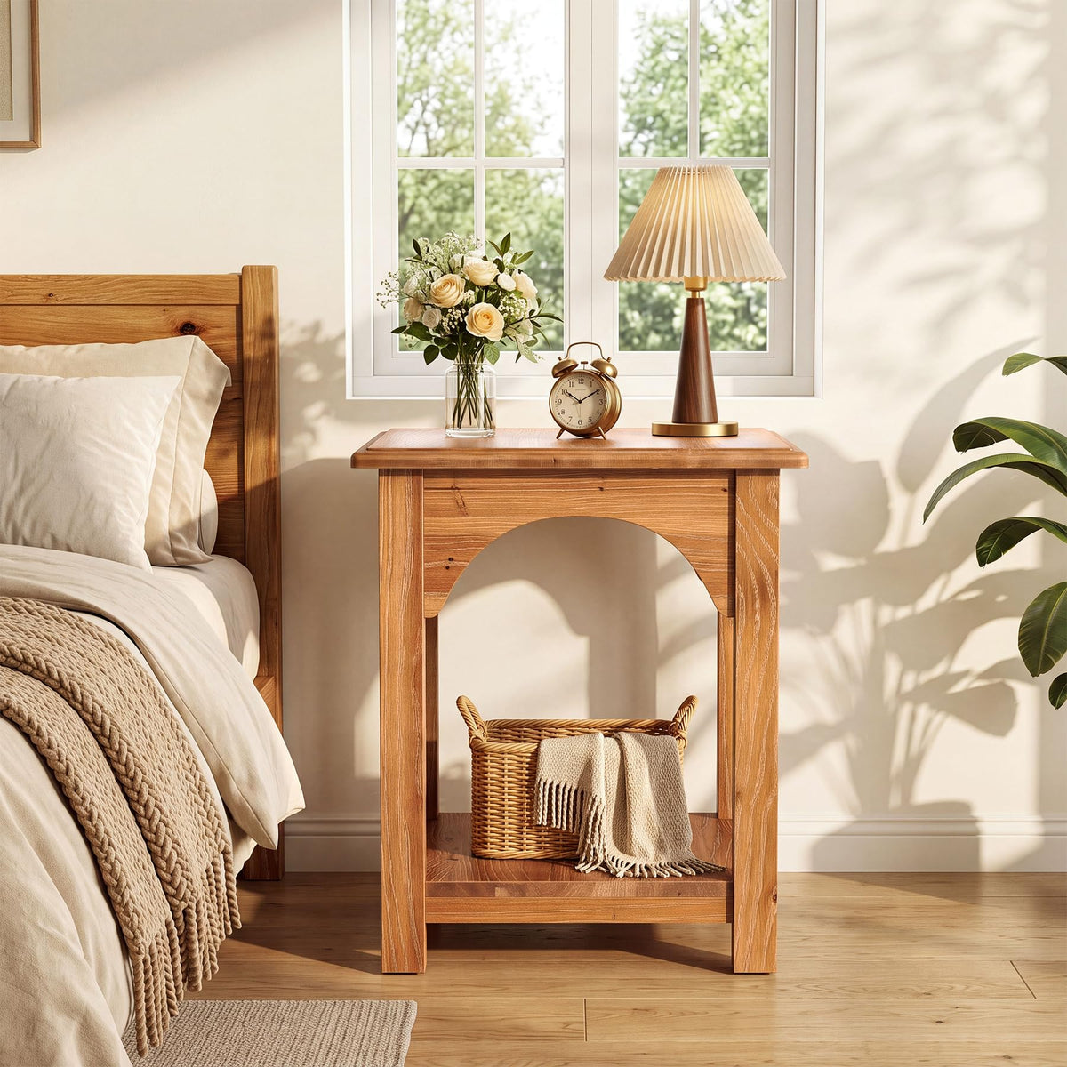 Set of 2 Solid Wood 2-Tier Side Table U707593