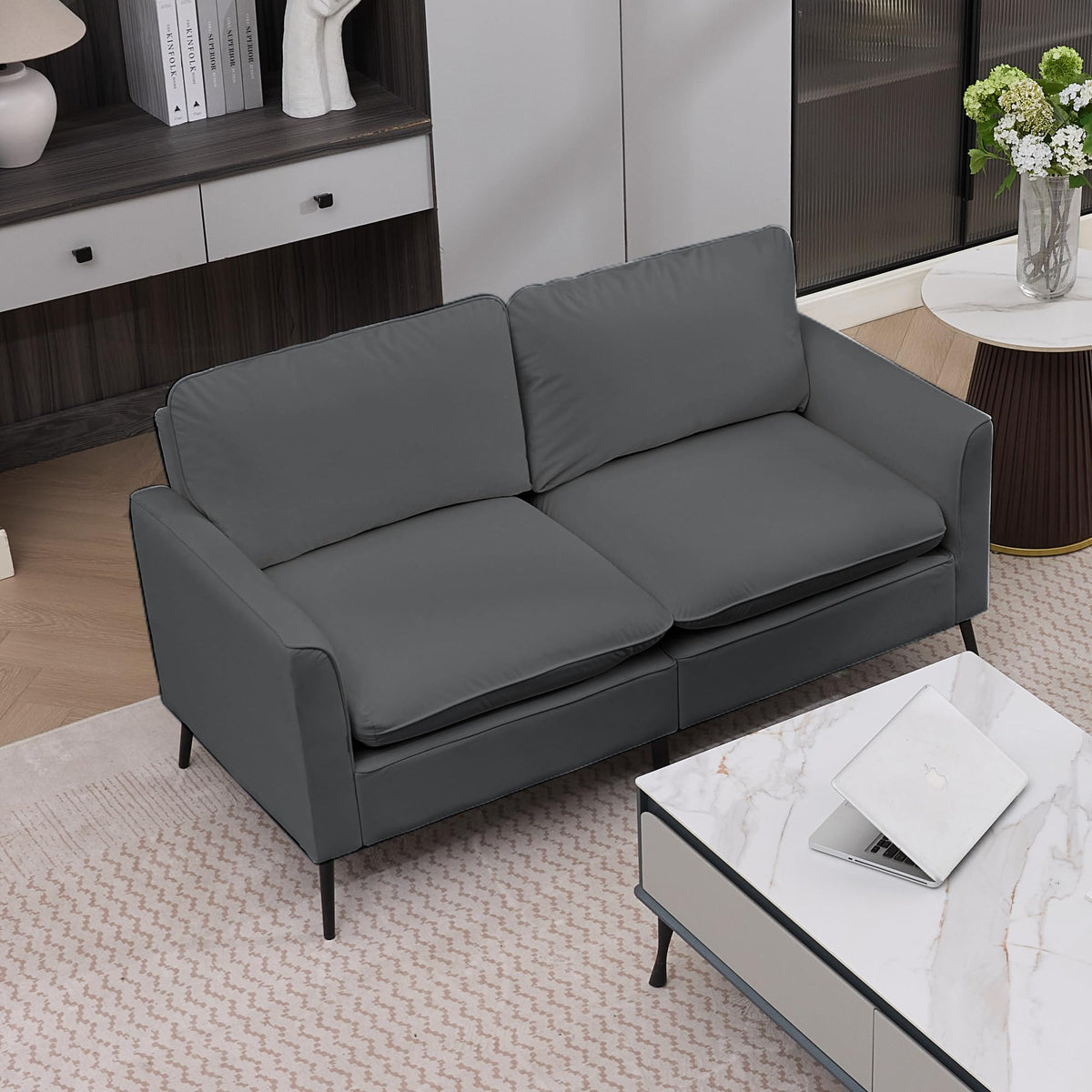 Light Gray 2 Seater Loveseat Sofa J120724