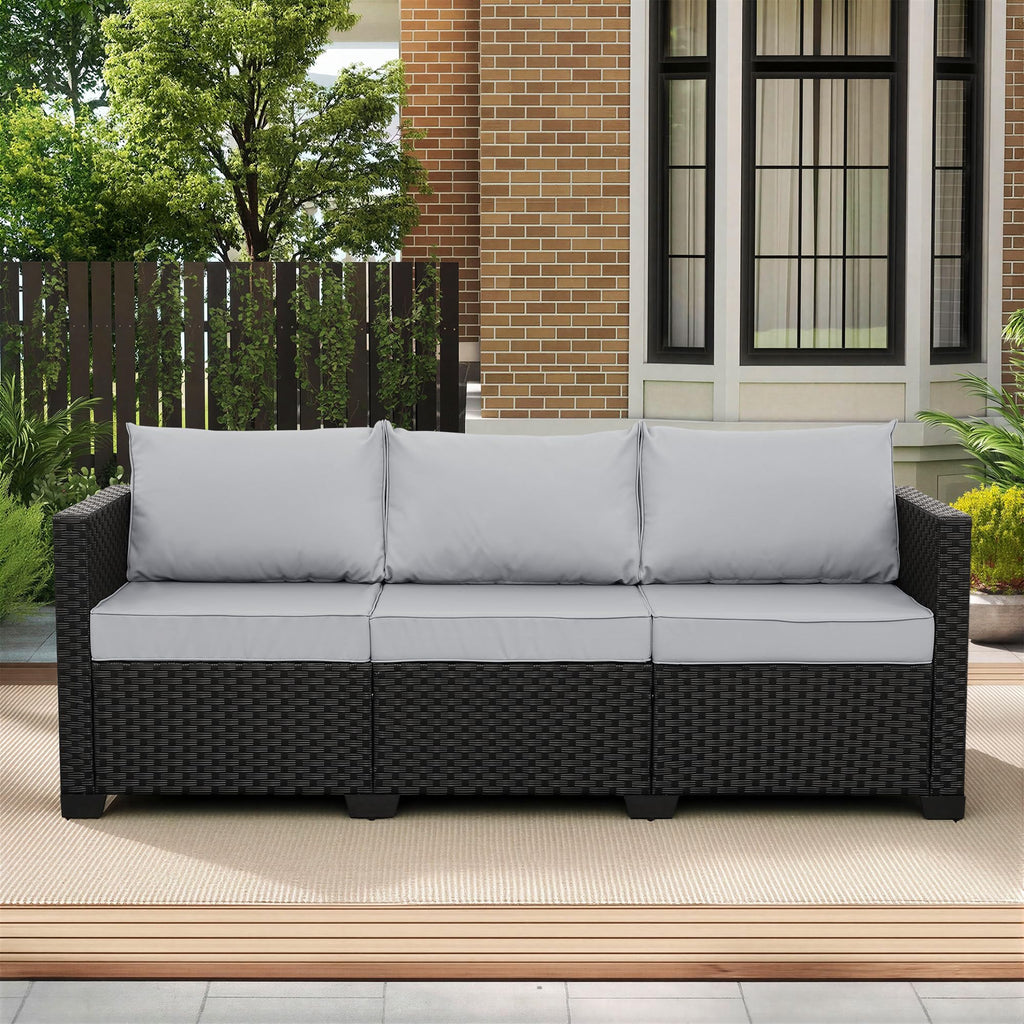 Light Grey 3-seat Outdoor Sofa with Waterproof Cover X675