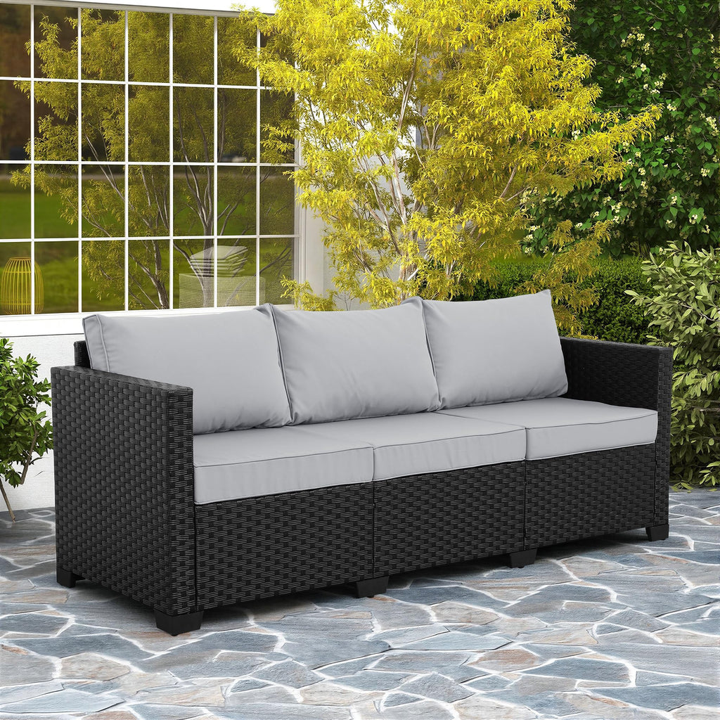 Light Grey 3-seat Outdoor Sofa with Waterproof Cover X675