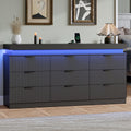Black 9 Drawer Wood Dresser P91841