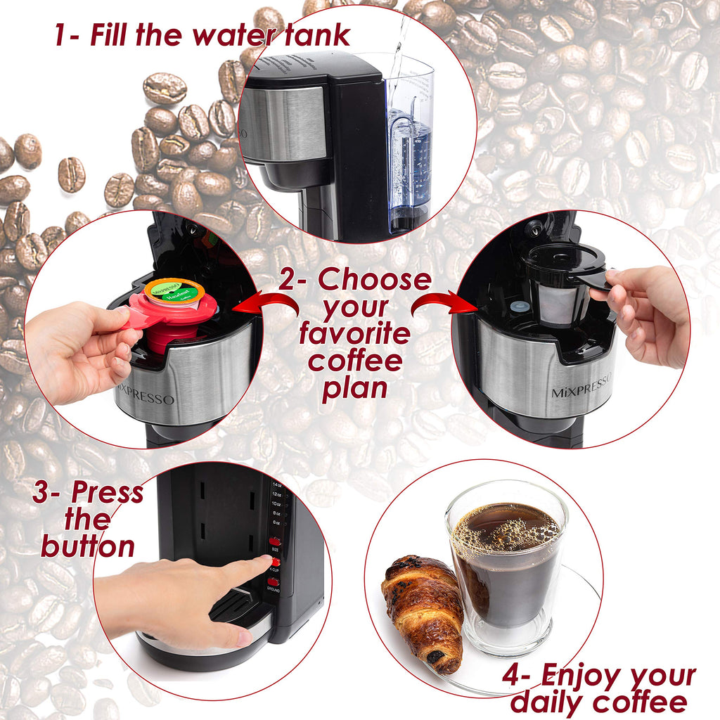 Black Single Serve Coffee Maker 30 oz J9719