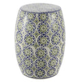 Blue Green Ceramic Drum Garden Stool T5010