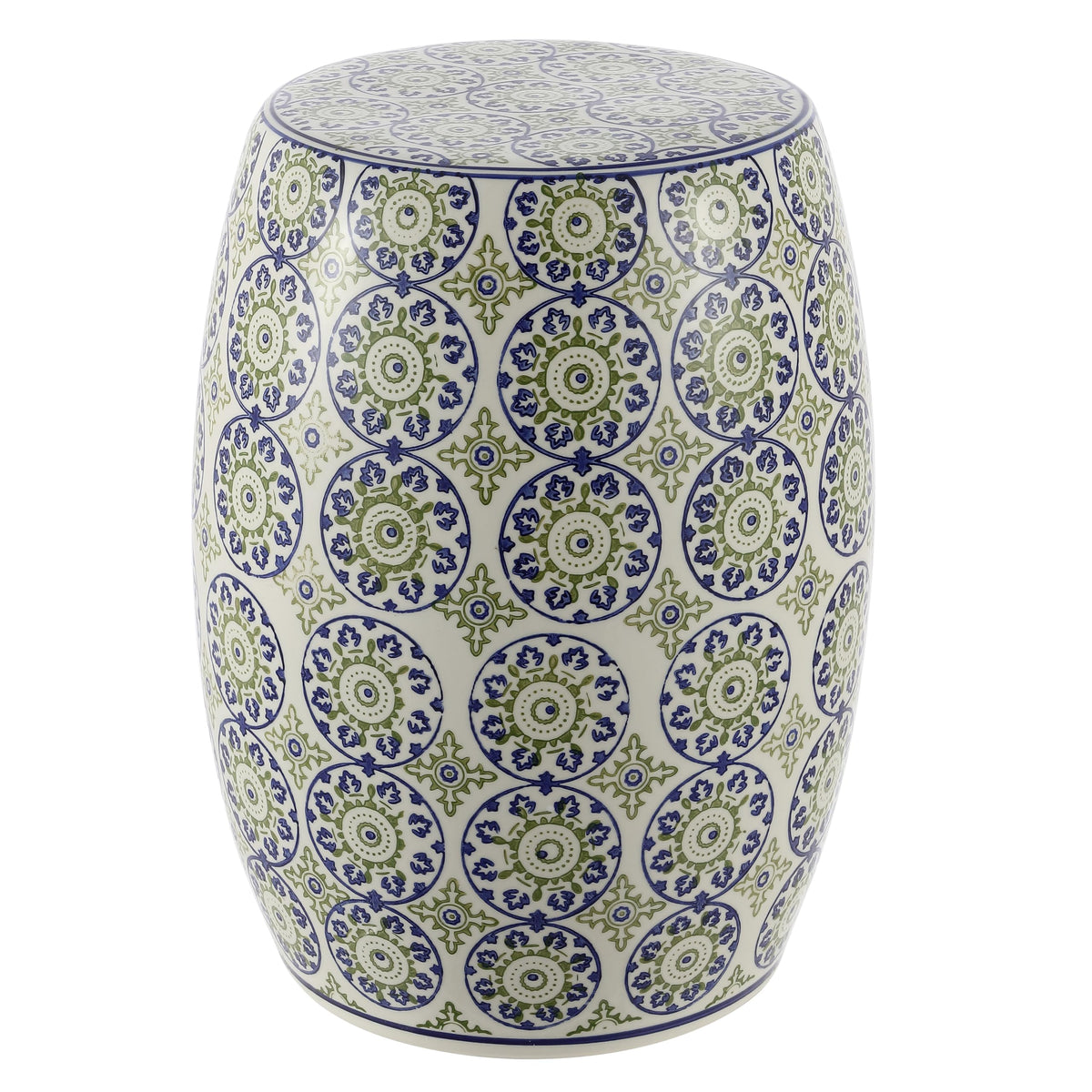 Blue Green Ceramic Drum Garden Stool T5010
