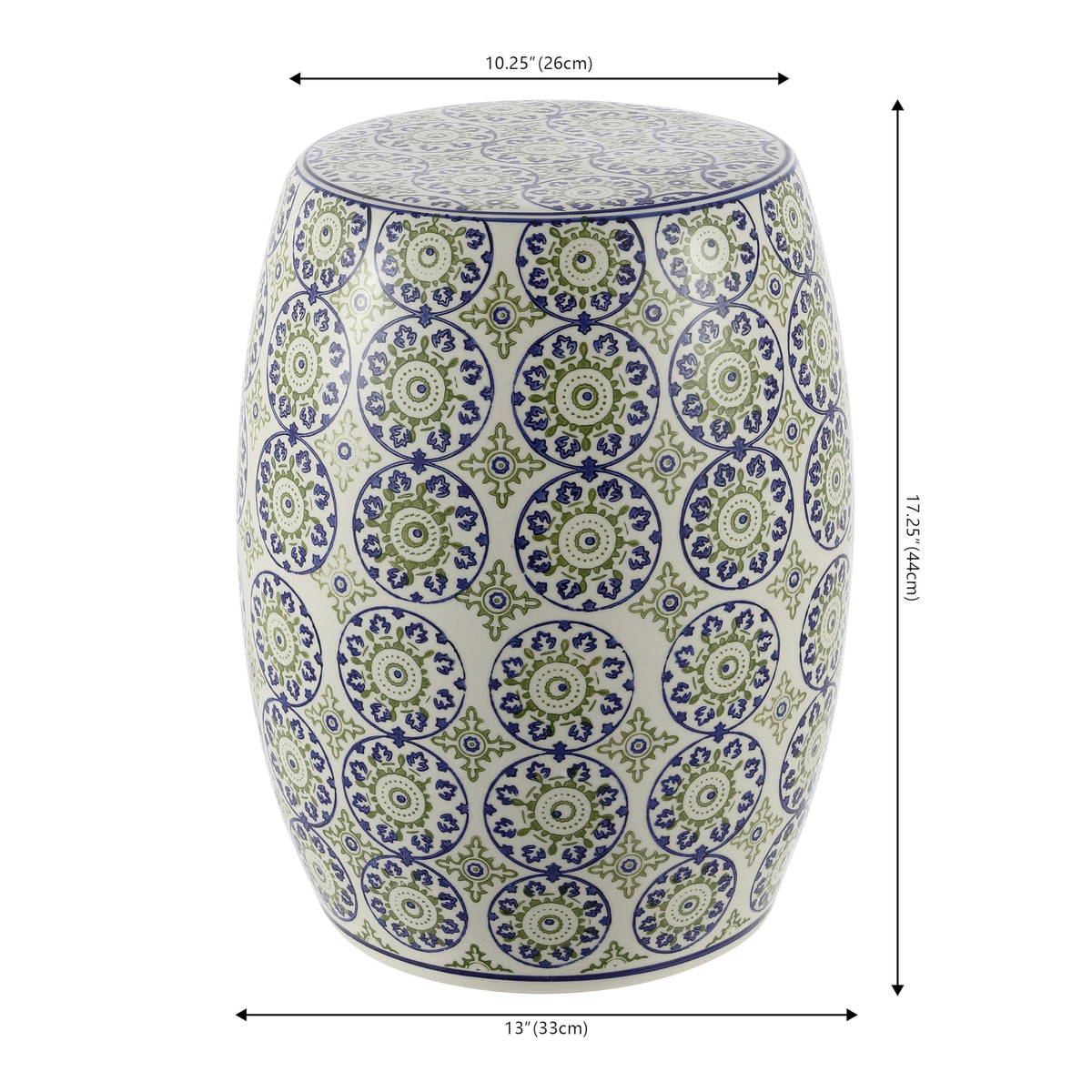 Blue Green Ceramic Drum Garden Stool T5010