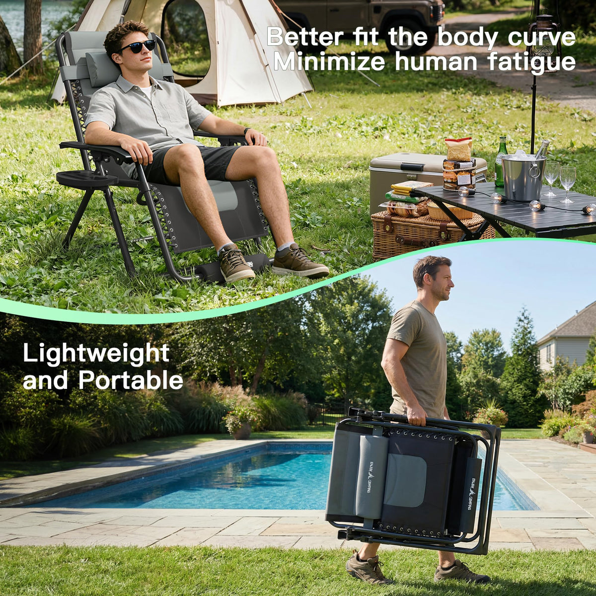 Oversized Padded Zero Gravity Reclining Patio Lounge Chair F87800