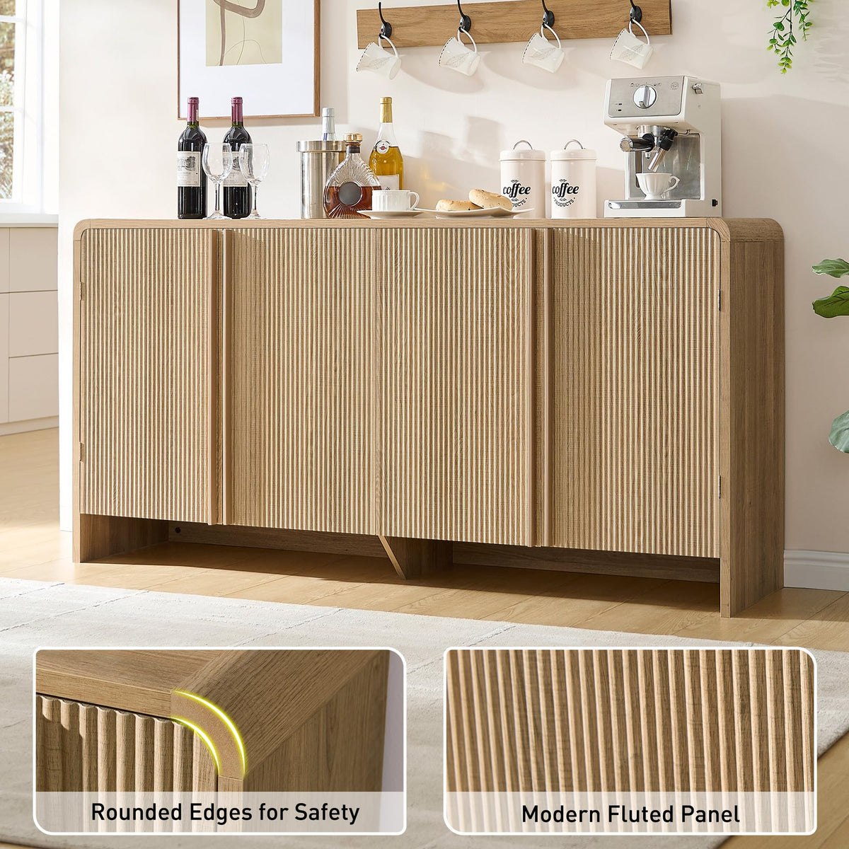 63" Modern Fluted TV Stand with Storage W632