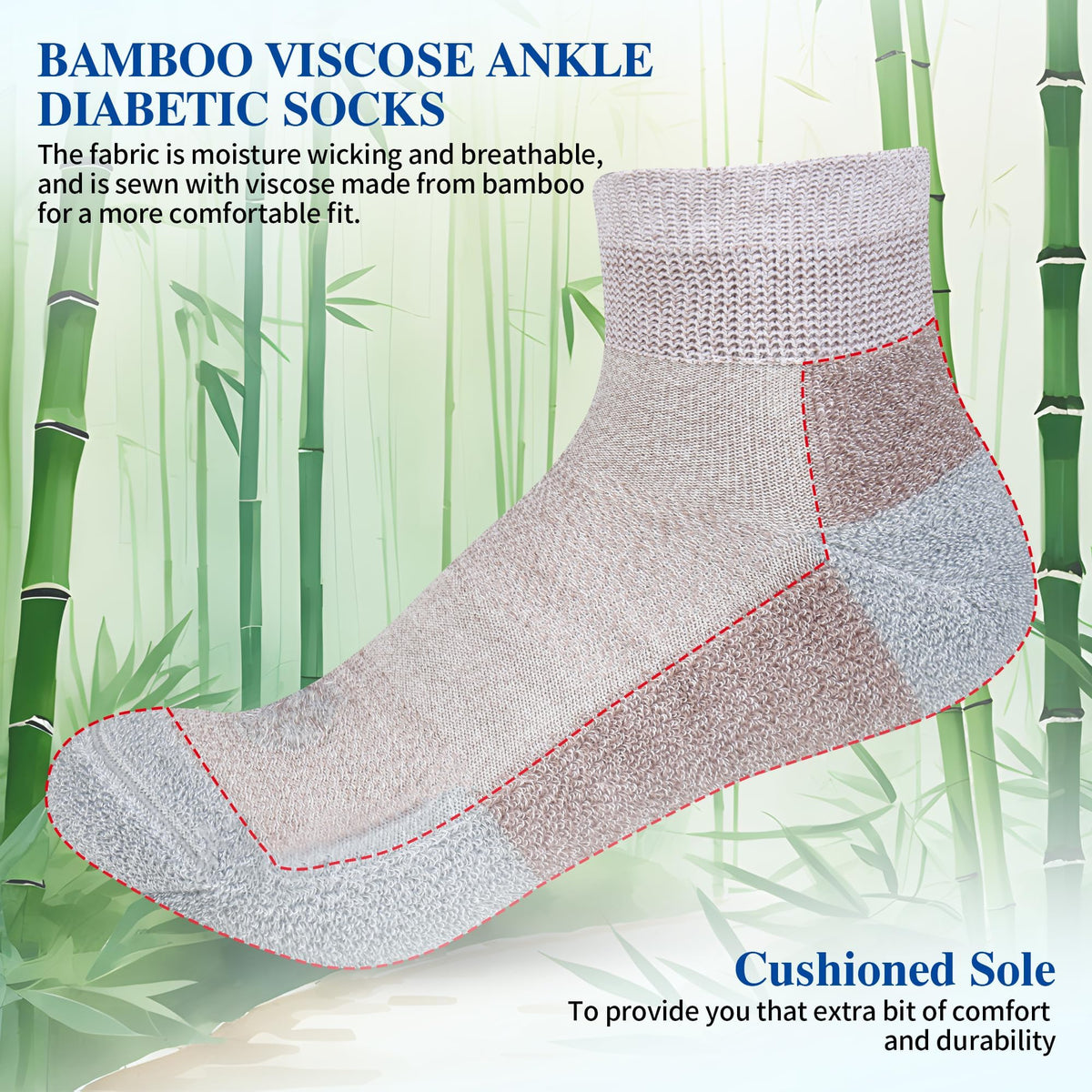 Diabetic Socks for Men, 10 Pairs Ankle & Low Cut Size 9-15 U3630