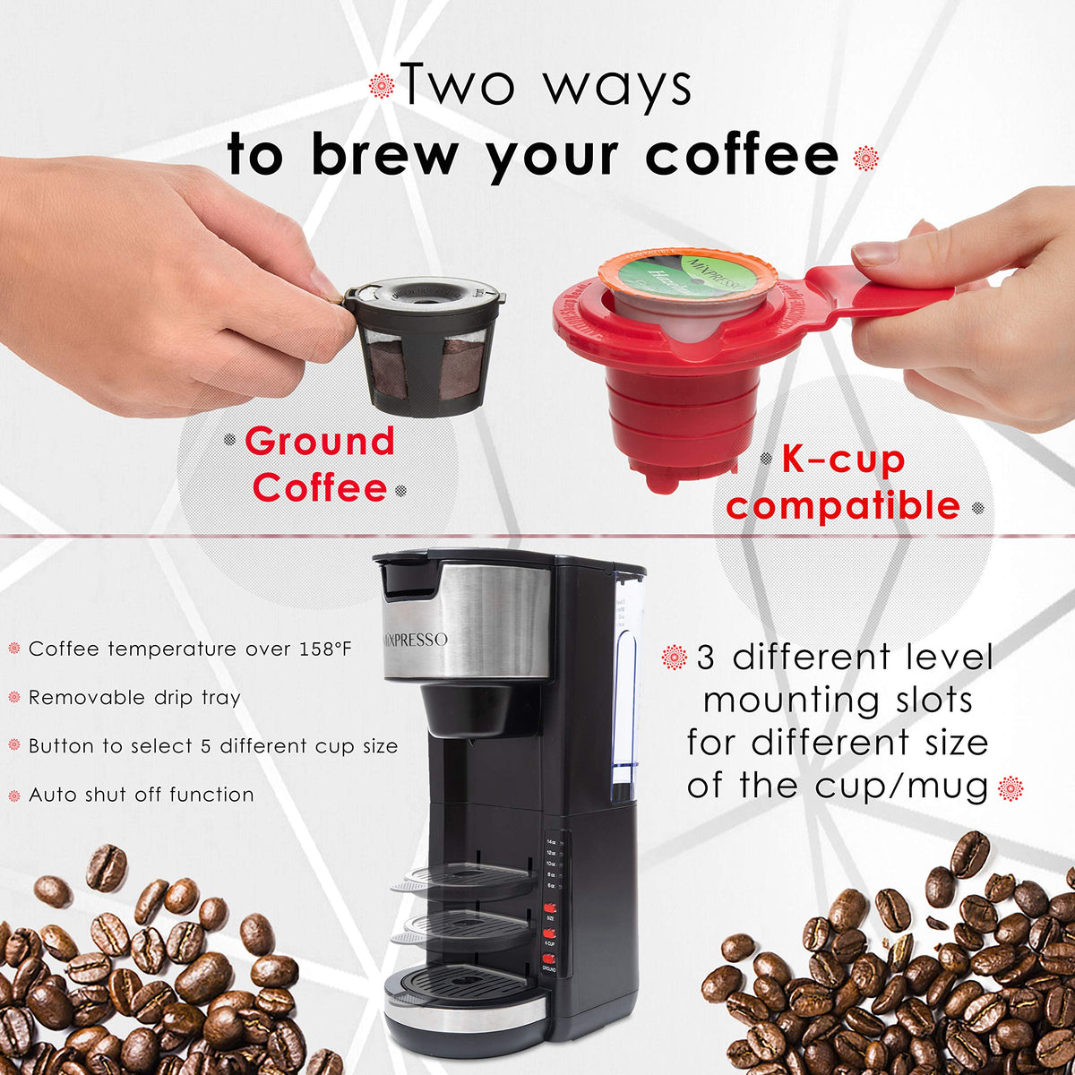Black Single Serve Coffee Maker 30 oz J9719