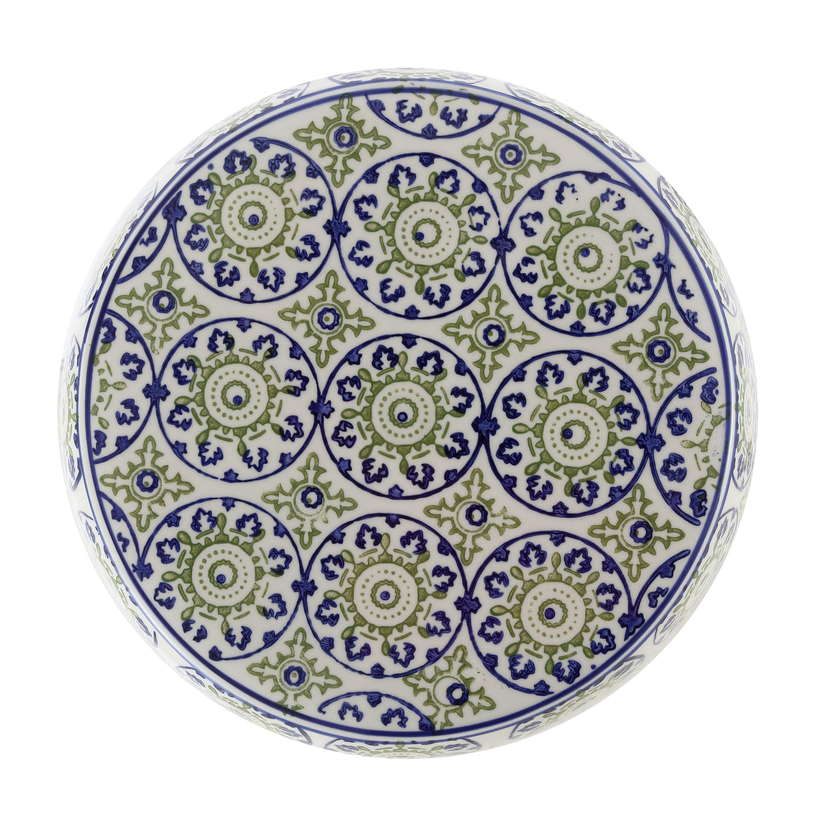 Blue Green Ceramic Drum Garden Stool T5010