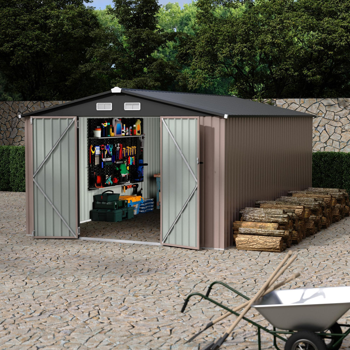 10X14 Ft Galvanized Steel Metal Storage Shed H262