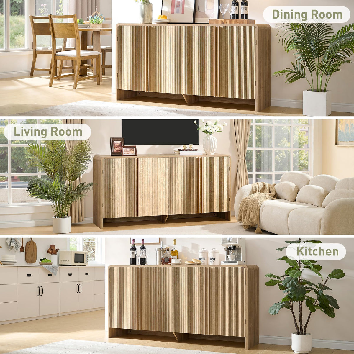 63" Modern Fluted TV Stand with Storage W632
